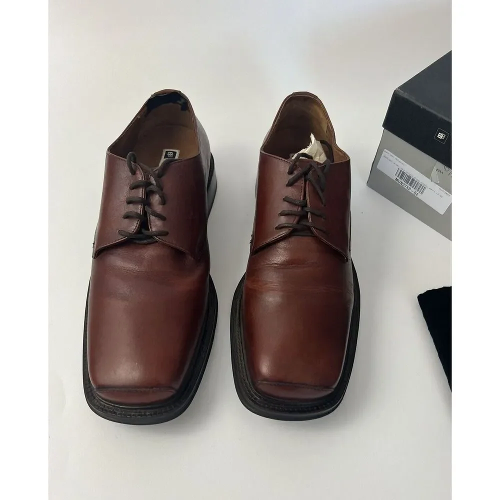 Bacharch Men’s Oxford Dress Shoes Brown Size 10.5 Box And Extras Made In Italy‎